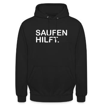 Saufen hilft - Unisex Hoodie - Schwarz - Vorne - Alina (178cm) & Michal (187cm)