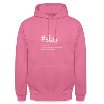 slay - Sweat-shirt à capuche unisexe - rose - Devant - Alina (178cm) & Michal (187cm)