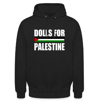 dolls for palestine - Unisex Hoodie - Schwarz - Vorne - Alina (178cm) & Michal (187cm)