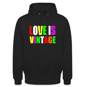 Love is vintage - Unisex Hoodie - Schwarz - Vorne - Alina (178cm) & Michal (187cm)