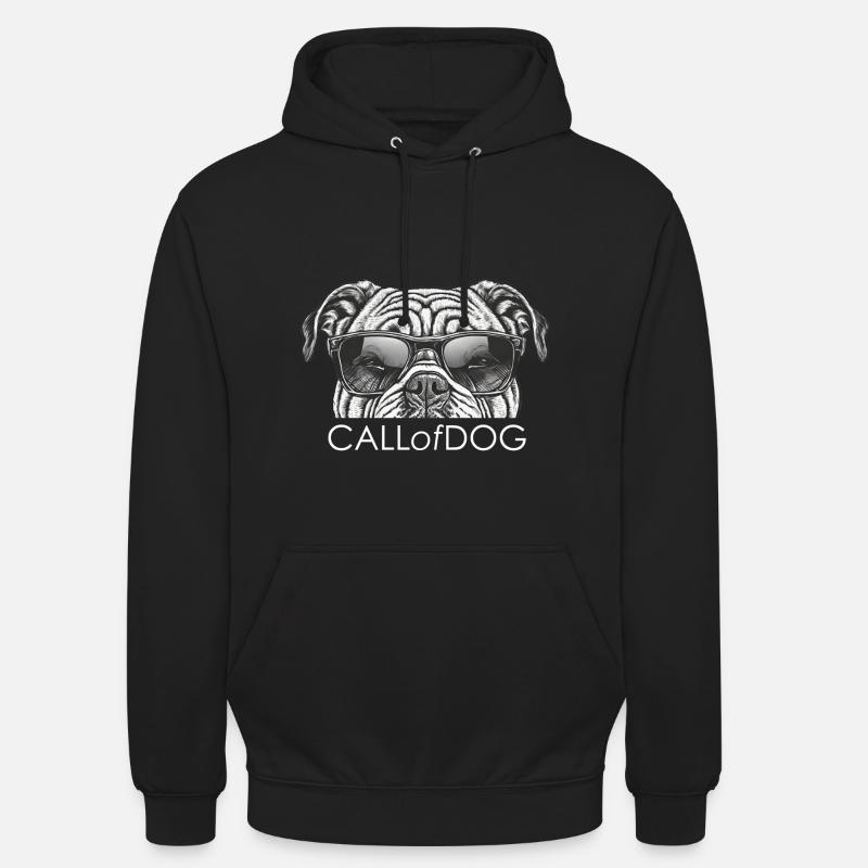 CALLofDOG, bouledogue français avec lunettes de soleil - Sweat-shirt à capuche unisexe - noir