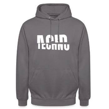 Techno acide - Sweat-shirt à capuche unisexe - gris éléphant - Devant - Alina (178cm) & Michal (187cm)