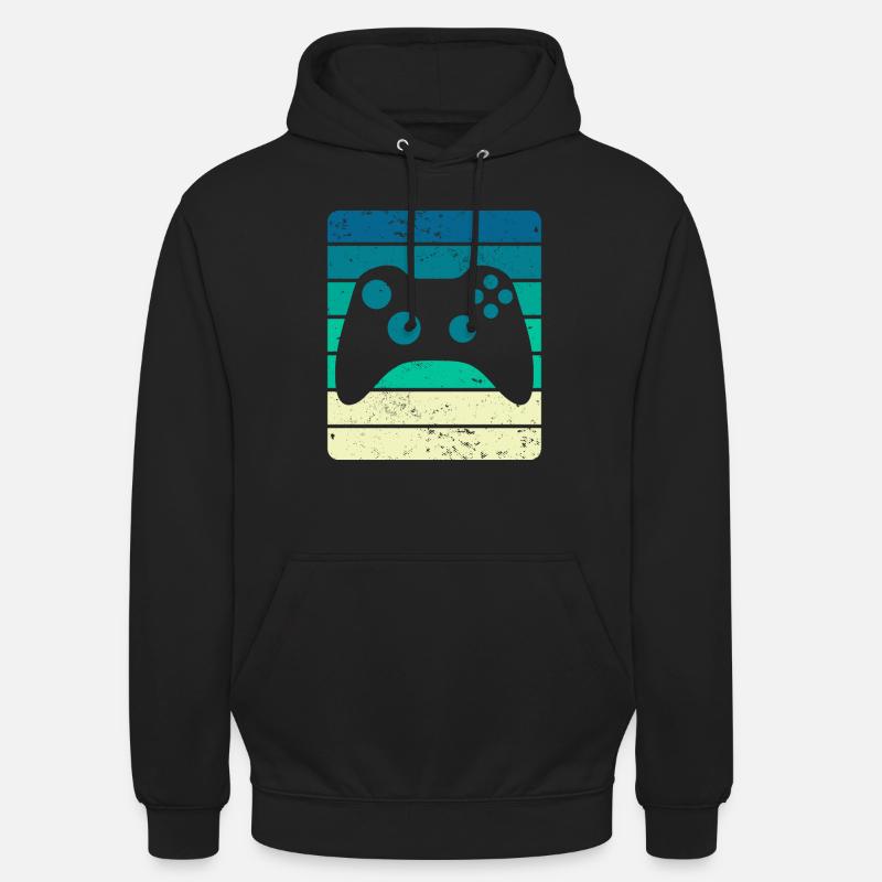 Vintage Sunset Gaming Controller - Unisex Hoodie - black