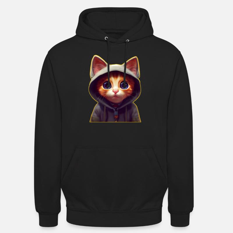 Chat avec pull - Sweat-shirt à capuche unisexe - noir