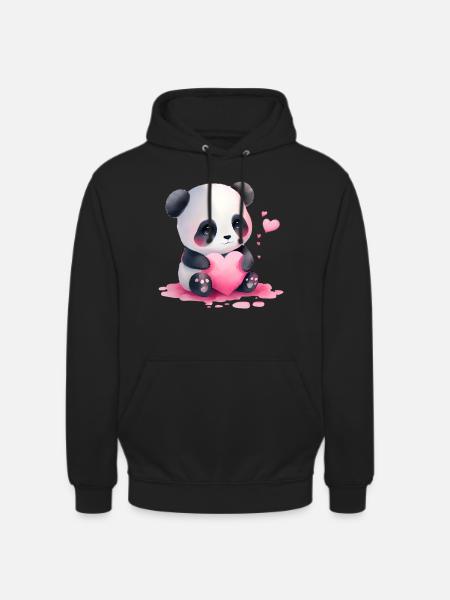 Panda Cadeau Saint-Valentin - Sweat-shirt à capuche unisexe - noir