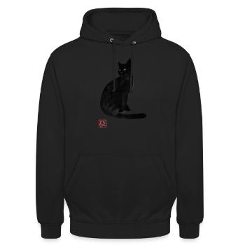 schwarze Katze - Unisex Hoodie - Schwarz - Vorne - Alina (178cm) & Michal (187cm)