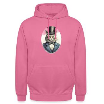 Katze im 1800 Jahre Stil Gekleidet Nobel Barock - Unisex Hoodie - Pink - Vorne - Alina (178cm) & Michal (187cm)