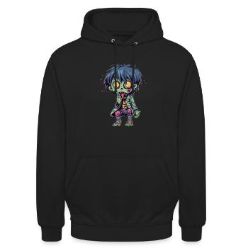 Halloween Zombie Junge - Kawaii süß Monster Horror - Unisex Hoodie - Schwarz - Vorne - Alina (178cm) & Michal (187cm)