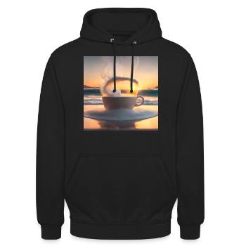 Amazing cup of coffee, unusual design - Unisex Hoodie - black - Front - Alina (178cm) & Michal (187cm)