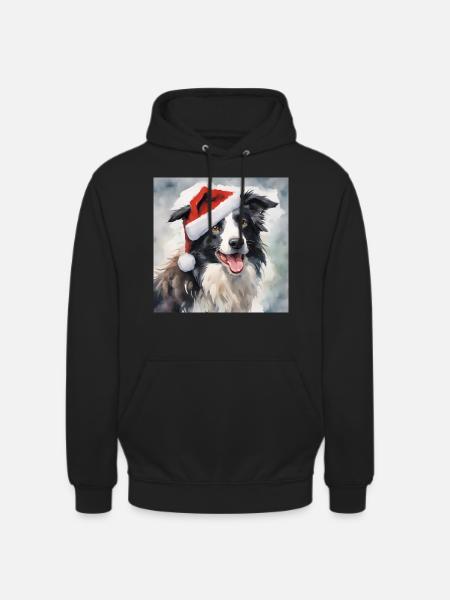 Border Collie Weihnachtsmütze - Unisex Hoodie - Schwarz