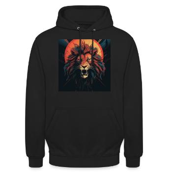 Strahlender Löwenkopf - Unisex Hoodie - Schwarz - Vorne - Alina (178cm) & Michal (187cm)