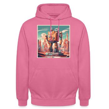 retro-futurismus,1950s, Lowpoly,artwork,scetch - Unisex Hoodie - Pink - Vorne - Alina (178cm) & Michal (187cm)