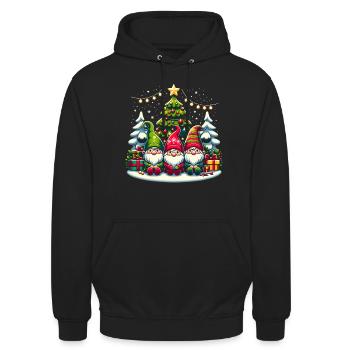 Gnomes Merry Christmas Light Family Gnome Xmas - Unisex Hoodie - Schwarz - Vorne - Alina (178cm) & Michal (187cm)