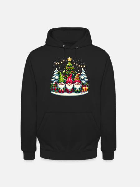 Gnomes Joyeux Noël Lumière Famille Gnome Noël - Sweat-shirt à capuche unisexe - noir