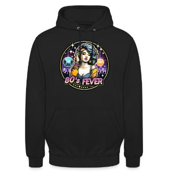 80er Jahre Fieber - Unisex Hoodie - Schwarz - Vorne - Alina (178cm) & Michal (187cm)