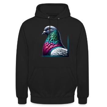 Wunderschöne Stadttaube - Unisex Hoodie - Schwarz - Vorne - Alina (178cm) & Michal (187cm)