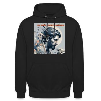 Porträt des Mannes Digitale Kunst - Unisex Hoodie - Schwarz - Vorne - Alina (178cm) & Michal (187cm)