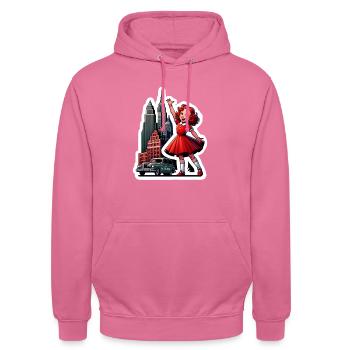 Annies New Yorker Abenteuer Broadway im Rampenlicht - Unisex Hoodie - Pink - Vorne - Alina (178cm) & Michal (187cm)
