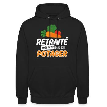 Retraité retraite potager - Sweat-shirt à capuche unisexe - noir - Devant - Alina (178cm) & Michal (187cm)