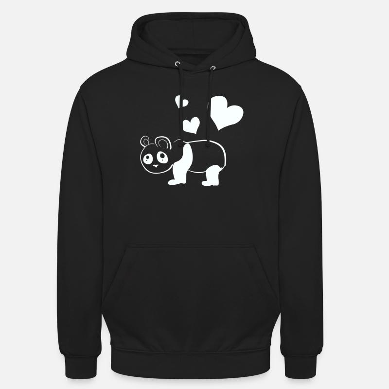 Panda Bear Cœurs d’animaux - Sweat-shirt à capuche unisexe - noir