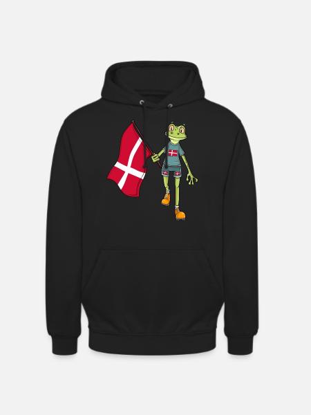 Denmark Fan Frog - Unisex Hoodie - black