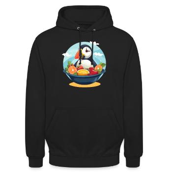Papageientaucher - Unisex Hoodie - Schwarz - Vorne - Alina (178cm) & Michal (187cm)