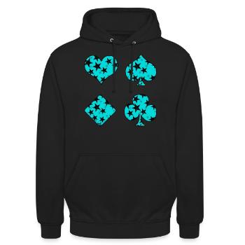 Spielkarten - Unisex Hoodie - Schwarz - Vorne - Alina (178cm) & Michal (187cm)