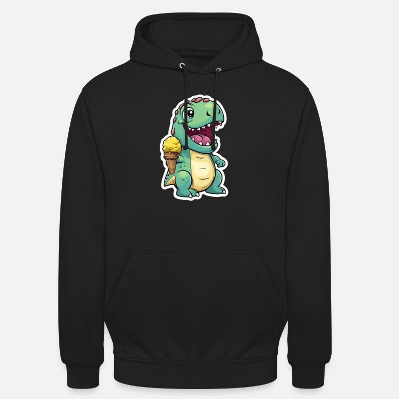 Dino isst Eis - Unisex Hoodie - Schwarz