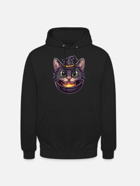 Cat Cauldron Cat Witch Halloween - Unisex Hoodie - black