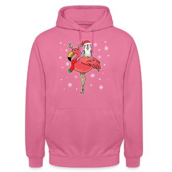 Noël rigolo pingouin renne flamant rose - Sweat-shirt à capuche unisexe - rose - Devant - Alina (178cm) & Michal (187cm)