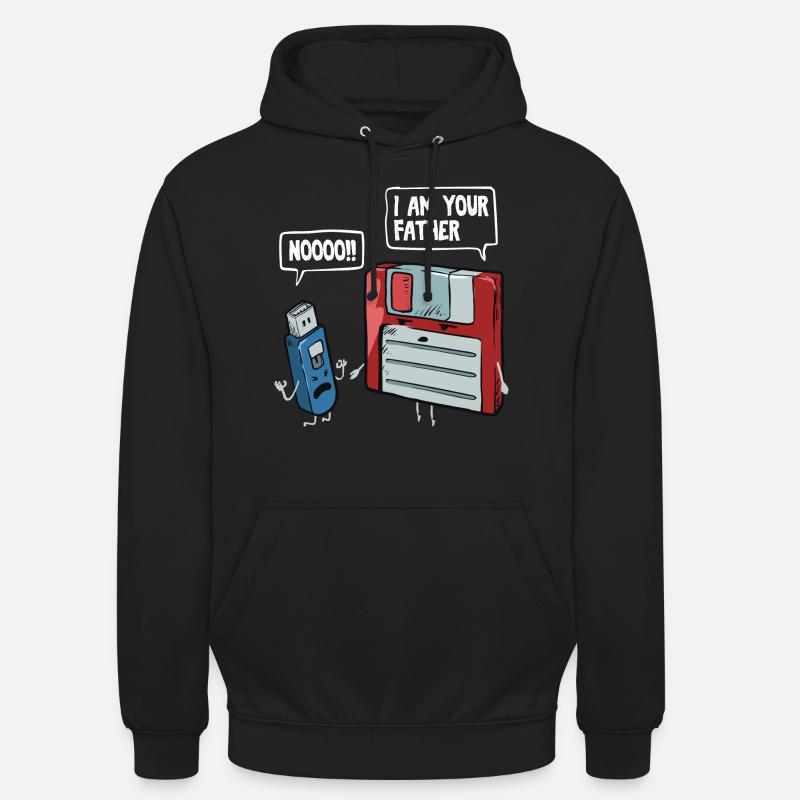 Diskette & USB Stick Geschenk für Computer Nerds - Unisex Hoodie - Schwarz
