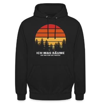 Ich Mag Bäume Die Halten Die Fresse - Waldliebe - Unisex Hoodie - Schwarz - Vorne - Alina (178cm) & Michal (187cm)