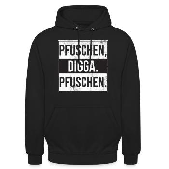 Pfuschen Digga Pfuschen Tuning und Autos Fans - Unisex Hoodie - Schwarz - Vorne - Alina (178cm) & Michal (187cm)