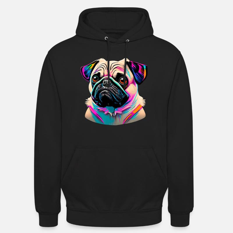 Mops Kopf Pug Graffiti - Unisex Hoodie - Schwarz