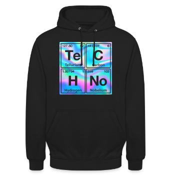 Techno Rave Electro Raver Chemie Periodensystem - Unisex Hoodie - Schwarz - Vorne - Alina (178cm) & Michal (187cm)