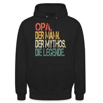 OPA DER MYTHOS - Unisex Hoodie - Schwarz - Vorne - Alina (178cm) & Michal (187cm)