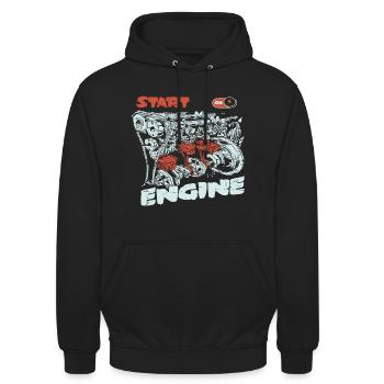 Démarrer le moteur - Sweat-shirt à capuche unisexe - noir - Devant - Alina (178cm) & Michal (187cm)