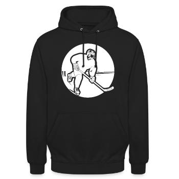 Eishockeyspieler Zeichnung - Unisex Hoodie - Schwarz - Vorne - Alina (178cm) & Michal (187cm)
