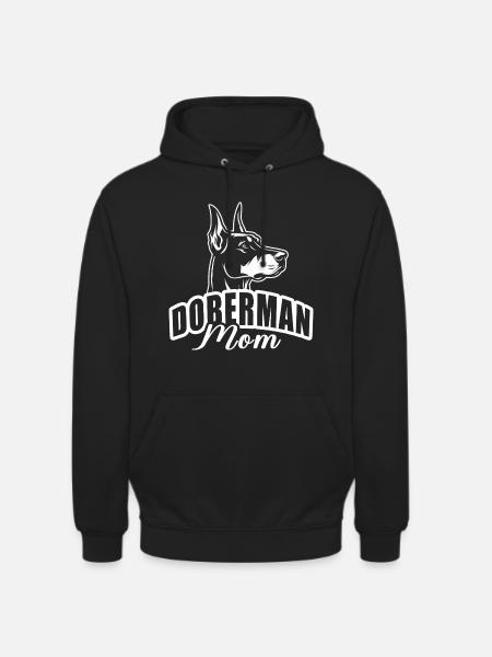 "Doberman Mom" with dog head - Unisex Hoodie - black