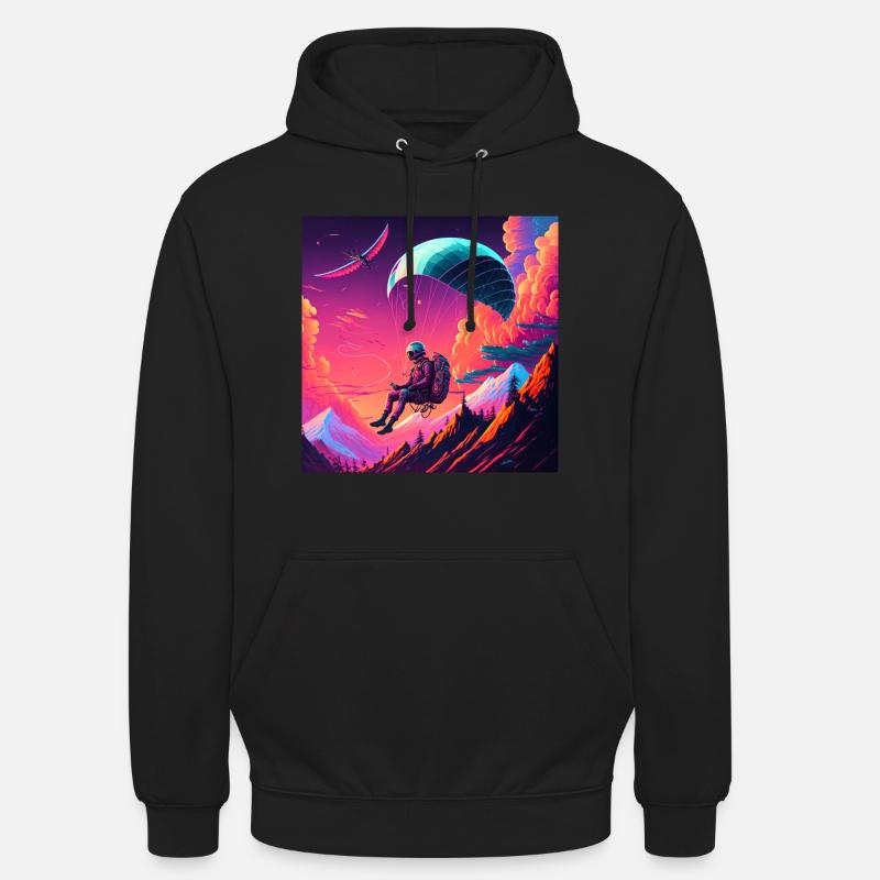 Paraglider im Synthwave Stil - Unisex Hoodie - Schwarz
