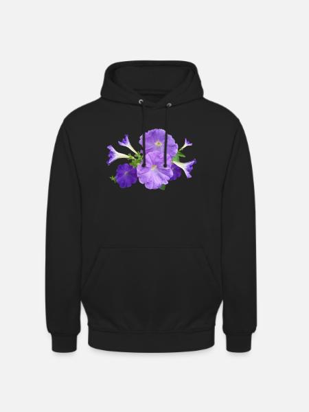 petunia petunia kwiaty kwiaty ogrodowe - Bluza z kapturem typu unisex - czarny