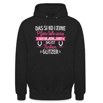Tinker Pferd Glitzer lustiger Reiterspruch - Unisex Hoodie - Schwarz - Vorne - Alina (178cm) & Michal (187cm)
