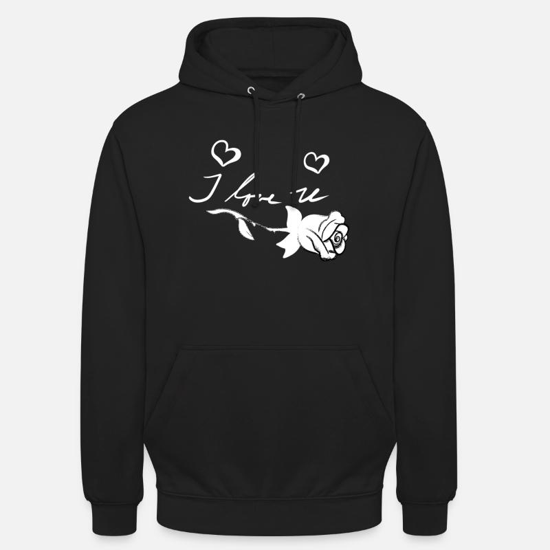 Je t’aime fleur de rose - Sweat-shirt à capuche unisexe - noir