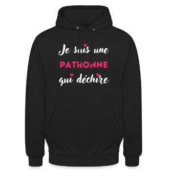 Je suis une patronne qui déchire idée pr patronne - Sweat-shirt à capuche unisexe - noir - Devant - Alina (178cm) & Michal (187cm)
