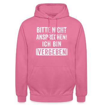 Nicht Ansprechen bin vergeben Geschenk Geschenkide - Unisex Hoodie - Pink - Vorne - Alina (178cm) & Michal (187cm)