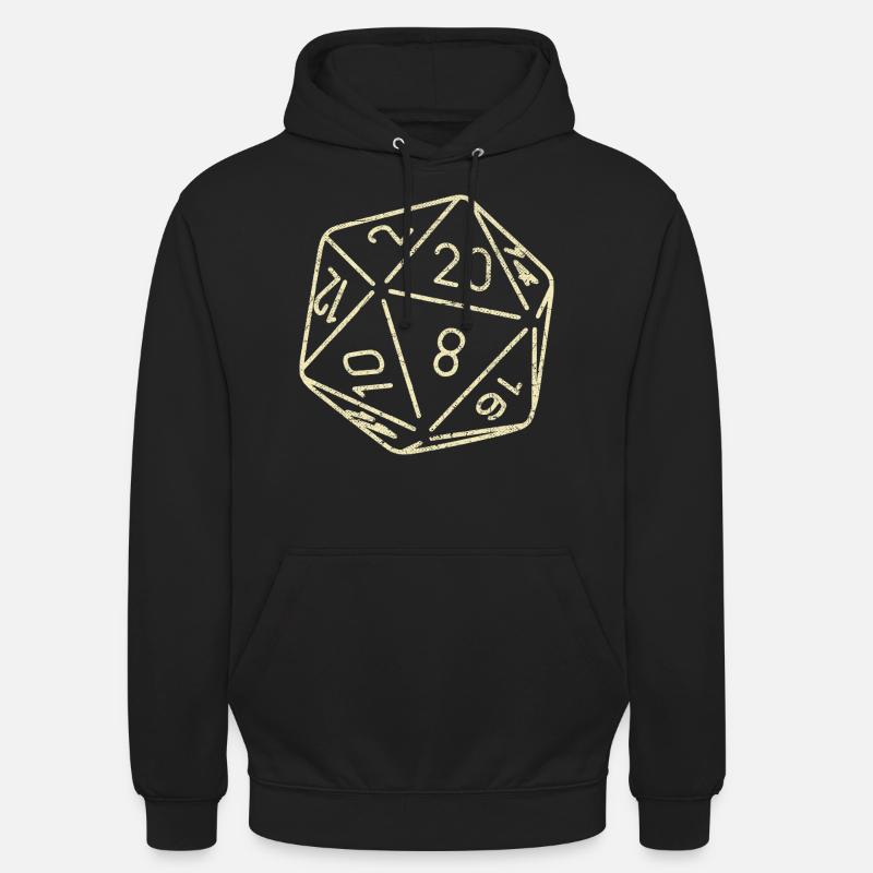 Dice Board Game 20 Sides Dungeons RPG Dragon - Unisex Hoodie - black
