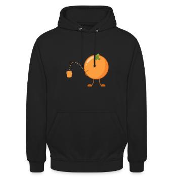 Lustiges Obst Orange Orangensaft witzige Früchte - Unisex Hoodie - Schwarz - Vorne - Alina (178cm) & Michal (187cm)