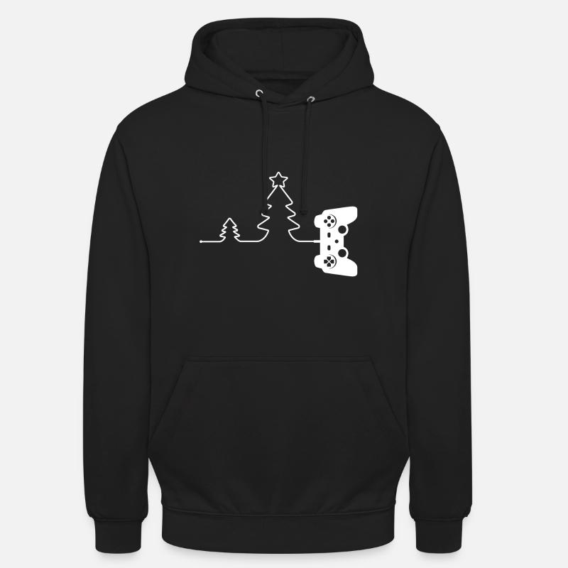 Gamer Christmas Tree Video Game Controller Gift - Unisex Hoodie - black