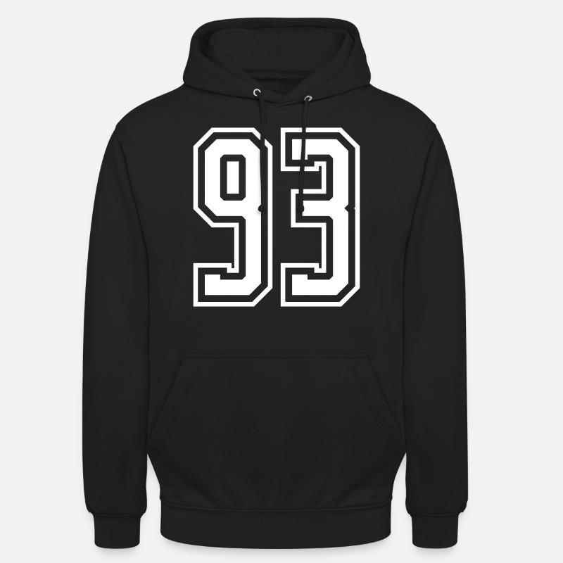 93 Numéro de numéro - Sweat-shirt à capuche unisexe - noir