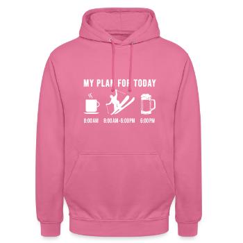 Skifahrer Skisprung Skifahren Lustiges Skioutfit - Unisex Hoodie - Pink - Vorne - Alina (178cm) & Michal (187cm)